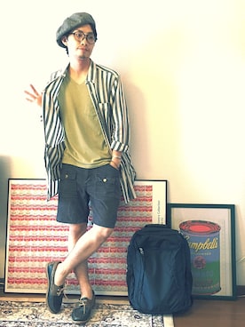 「アイテム（モカシン/デッキシューズ）」を使った、old_goldさん（メンズ・170cm）の夏コーディネート