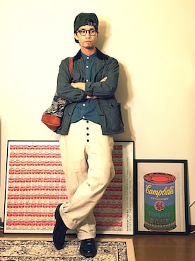 「WORLD WORKERS（ワールドワーカーズ）のアイテム（トップス）」を使った、old_goldさん（メンズ・170cm）の秋コーディネート