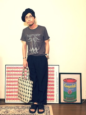 「日常」｜「アイテム（ハンチング/ベレー帽）」を使った、old_goldさん（メンズ・170cm）の夏コーディネート