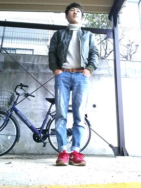 「airmax」｜「アイテム（ブルゾン）」を使った、0105さん（メンズ・168cm）の冬コーディネート