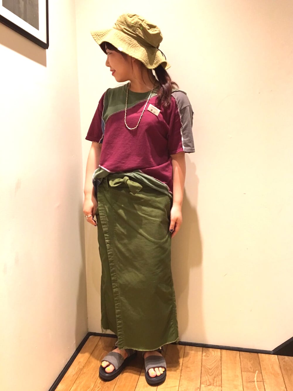 「karrimor、Rebuild by Needles、H、アッシュ、THERERACS、ciaopanic、ciaopanic広島」｜「karrimorのアイテム（ハット、ベージュ系）」を使った、Chisato Kageyamaさん（レディース・152cm）の夏コーディネートの1枚目の写真
