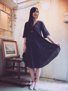 「omake（オマケ）のアイテム（アクセサリー）」を使った、莉婭Liyaさん（レディース・168cm）の春コーディネート