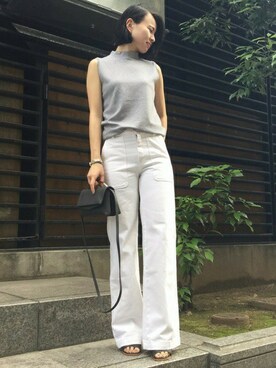 「アイテム（タンクトップ、ブルー系）」を使った、HARUKAさん（レディース・165cm）の夏コーディネート