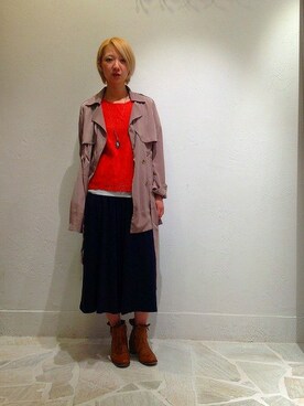 「B'2nd（ビーセカンド）のアイテム（トレンチコート）」を使った、B'2nd roit jiyugaokaさん（レディース・166cm）の春コーディネート