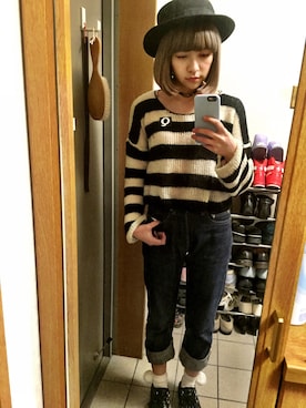 「ショート丈トップス」｜「アイテム（チェスターコート）」を使った、cottonさん（レディース・156cm）の冬コーディネート