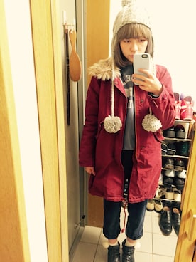 「RNA（アールエヌエー）のアイテム（モッズコート）」を使った、cottonさん（レディース・156cm）の春コーディネート
