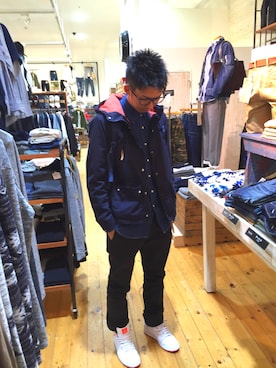 「エアジョーダン」｜「アイテム（マウンテンパーカー）」を使った、꒰よこやさん（メンズ・175cm）の春コーディネート