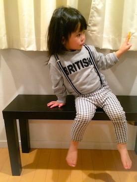 「EATME」｜「アイテム（スウェット）」を使った、koz.さん（キッズ・90cm）の冬コーディネート