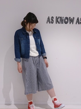 「AS KNOW AS PINKY（アズノゥアズピンキー）のアイテム（デニムジャケット）」を使った、aokiさん（レディース・156cm）の春コーディネート