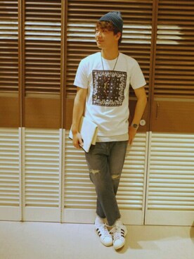 「アイテム（クラッチバッグ）」を使った、うえぴさん（メンズ・178cm）の春コーディネート