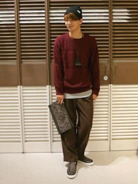 「アイテム（クラッチバッグ）」を使った、うえぴさん（メンズ・178cm）の秋コーディネート