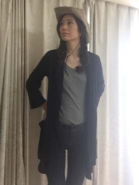 「おうち」｜「アイテム（帽子）」を使った、RINさん（レディース・169cm）の春コーディネート