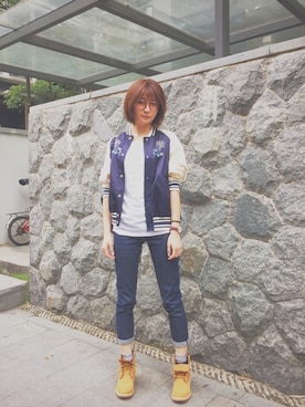 「MOUSSY（マウジー）のアイテム（ナイロンジャケット）」を使った、sizukaさん（レディース・170cm）の春コーディネート