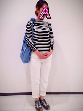 「NOMBRE IMPAIR（ノンブルアンペール）のアイテム（トートバッグ）」を使った、moccoaさん（レディース・156cm）の春コーディネート