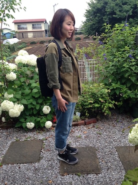 「Ray BEAMS（レイビームス）のアイテム（ブルゾン）」を使った、moccoaさん（レディース・156cm）の夏コーディネート