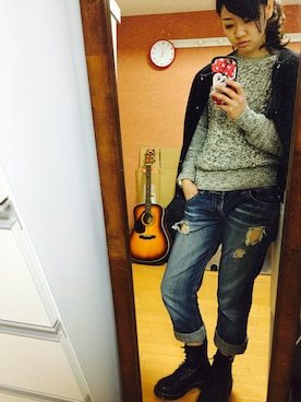 「カッコイイ女子」｜「アイテム（ブルゾン）」を使った、Ririkaさん（レディース・160cm）の冬コーディネート