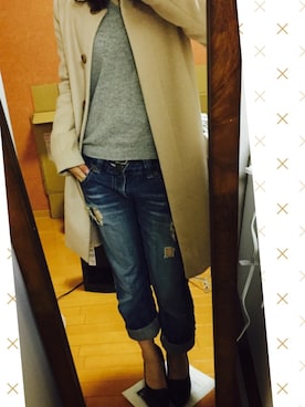 「index（インデックス）のアイテム（ノーカラージャケット）」を使った、Ririkaさん（レディース・160cm）の冬コーディネート
