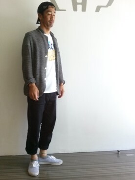 「L.H.P（エルエイチピー）のアイテム（テーラードジャケット）」を使った、LHP池袋スタッフ４さん（メンズ・172cm）の春コーディネート