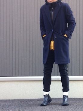 チェスターコートを使った マウンテンパーカー のメンズ人気ファッションコーディネート 髪型 ベリーショートヘアー Wear