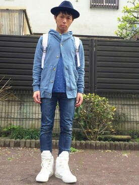 パーカーを使った 中折れハット の人気ファッションコーディネート 髪型 2ブロック Wear