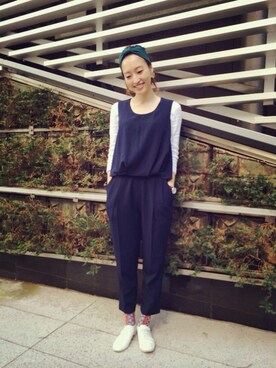 「靴下チラ見せ」｜「アイテム（オールインワン・サロペット）」を使った、kiji*さん（レディース・162cm）の冬コーディネート
