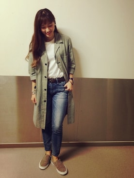「ウエストイン」｜「アイテム（ステンカラーコート）」を使った、kiji*さん（レディース・162cm）の秋コーディネート