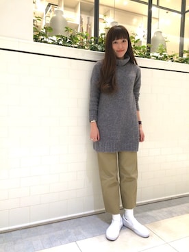 「アイテム（レッグウェア、グリーン系）」を使った、kiji*さん（レディース・162cm）の冬コーディネート