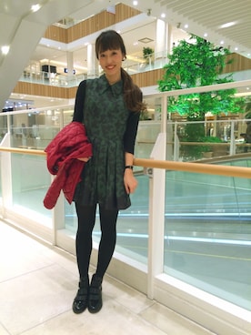 「パールアクセ」｜「アイテム（ブーツ）」を使った、kiji*さん（レディース・162cm）の冬コーディネート