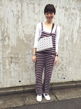 「BEAMS BOY（ビームスボーイ）のアイテム（サロペット/オーバーオール）」を使った、kiji*さん（レディース・162cm）の夏コーディネート