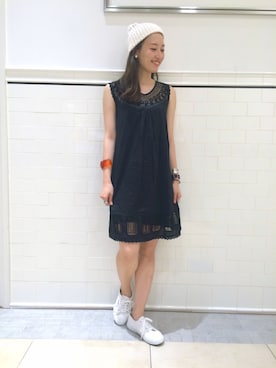 「シースルー」｜「アイテム（ニットキャップ/ビーニー）」を使った、kiji*さん（レディース・162cm）の夏コーディネート