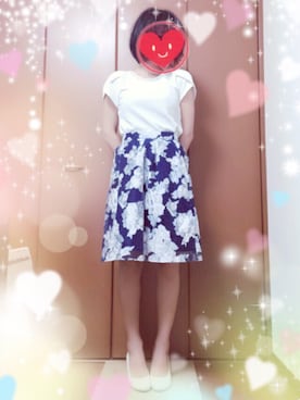 「花柄 スカート」｜「アイテム（パンプス）」を使った、サラさん（レディース・154cm）の春コーディネート