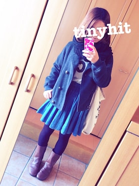 「RETRO GIRL（レトロガール）のアイテム（ピーコート）」を使った、ひっと＊さん（レディース・148cm）の冬コーディネート