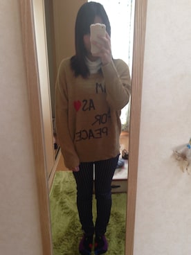 「axes femme（アクシーズファム）のアイテム（チノパンツ）」を使った、まろにーさん（レディース・150cm）の冬コーディネート