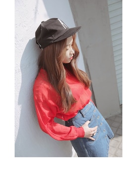 「アイテム（キャップ）」を使った、히나さん（レディース・157cm・10代）の夏コーディネート