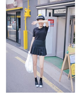 「アイテム（キャップ）」を使った、히나さん（レディース・157cm・10代）の夏コーディネート