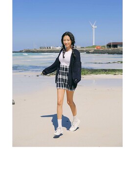 「STYLENANDA（スタイルナンダ）のアイテム（カーディガン/ボレロ）」を使った、히나さん（レディース・157cm）の秋コーディネート