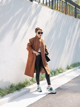 「STYLENANDA（スタイルナンダ）のアイテム（チェスターコート）」を使った、히나さん（レディース・157cm）の冬コーディネート