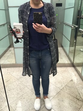 「blue」｜「アイテム（シャツワンピース）」を使った、Starfishさん（レディース・156cm）の夏コーディネート