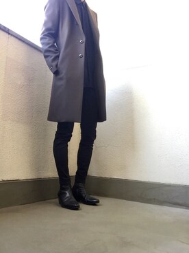 「KAZUYUKI KUMAGAI」｜「アイテム（チェスターコート）」を使った、ricさん（メンズ・173cm）の秋コーディネート