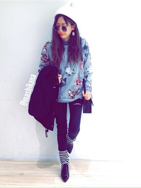 「スウェット×シャツ」｜mashiさん（レディース・161cm）の冬コーディネート