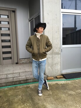 「UNIF（ユニフ）のアイテム（ブルゾン）」を使った、TAIGAさん（メンズ・177cm）の冬コーディネート