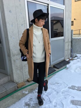 「UNIF（ユニフ）のアイテム（バッグ）」を使った、TAIGAさん（メンズ・177cm）の冬コーディネート