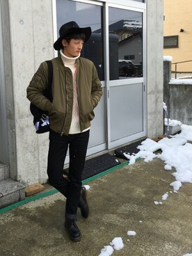 「UNIF（ユニフ）のアイテム（ブルゾン）」を使った、TAIGAさん（メンズ・177cm）の冬コーディネート
