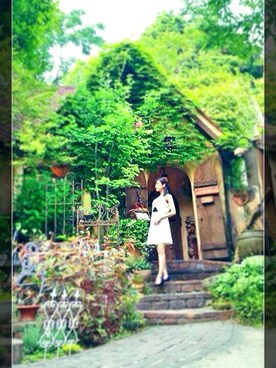「レースワンピ（ワンピース、ホワイト系）」を使った、蟻の子さん（レディース・160cm）の夏コーディネート