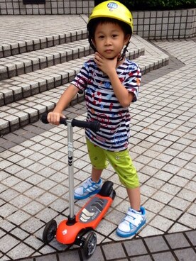 「アイテム（カーゴパンツ）」を使った、carsonさん（キッズ・110cm）の秋コーディネート