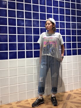 「ASZAKKA（アザッカ）のアイテム（キャップ、ベージュ系）」を使った、Kazuki Higaさん（レディース・153cm）の夏コーディネート