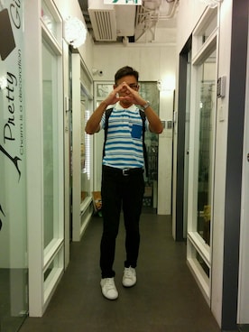 「FRED PERRY（フレッドペリー）のアイテム（デニムパンツ）」を使った、Walterさん（メンズ・170cm）の夏コーディネート