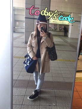 「Marc by Marc Jacobs（マークバイマークジェイコブス）のアイテム（トレンチコート）」を使った、なつみんさん（レディース・149cm）の冬コーディネート
