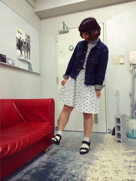「cheap monday」｜「アイテム（デニムジャケット）」を使った、Yaneさん（レディース・158cm）の春コーディネート