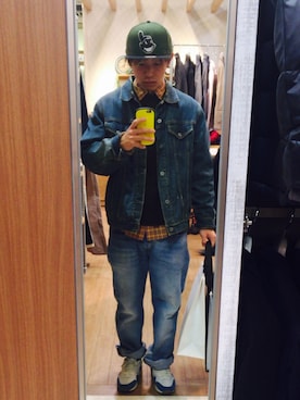 「STUSSY（ステューシー）のアイテム（デニムジャケット）」を使った、K49さん（メンズ・168cm）の冬コーディネート